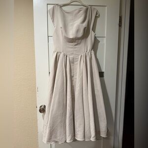 House of CB Pale Blush Dove Gray Midi Fit-and-Flare Dress